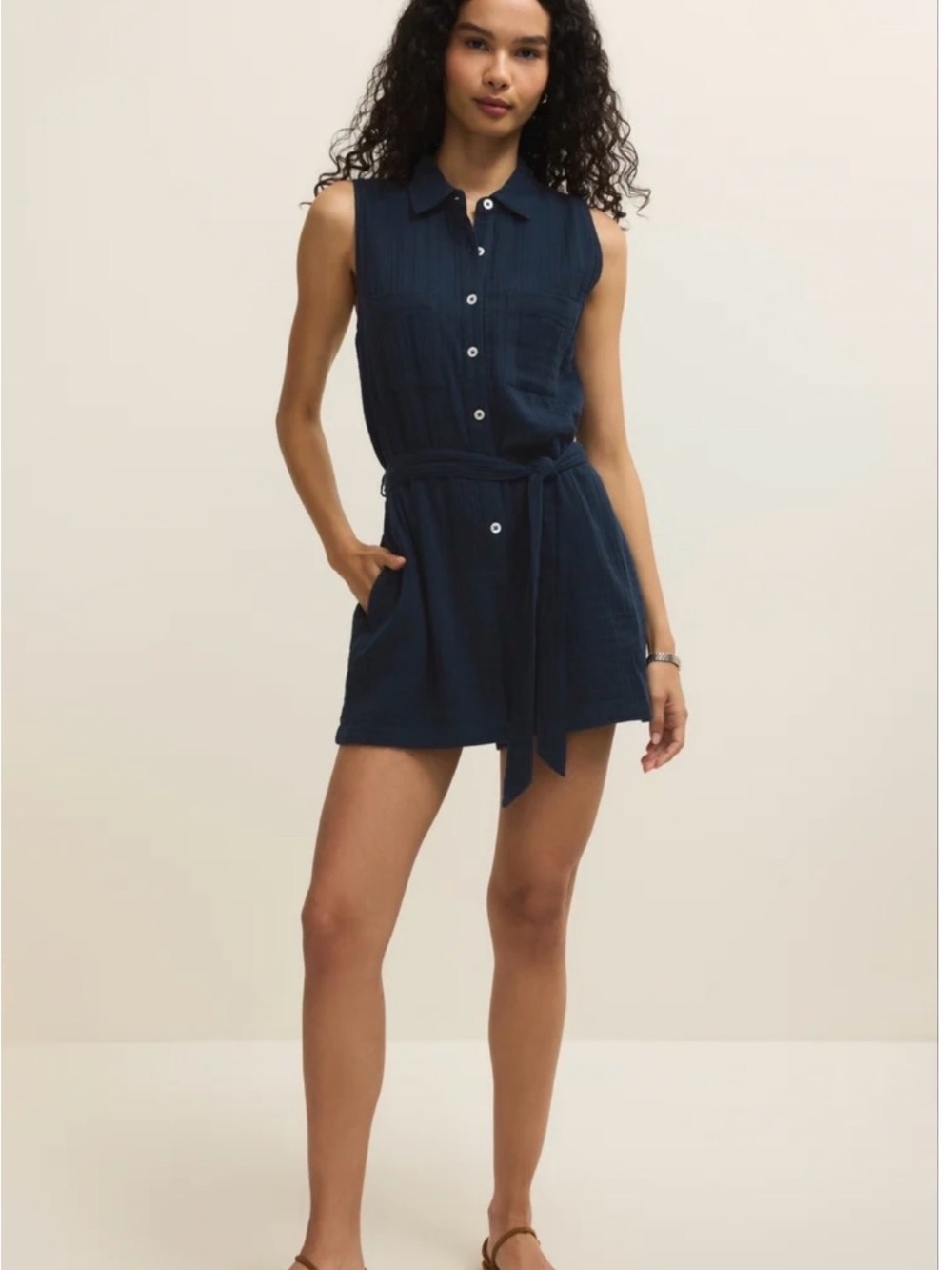 Z Supply New Light Airy Gauze Romper Navy Eclipse XS NWT Cotton